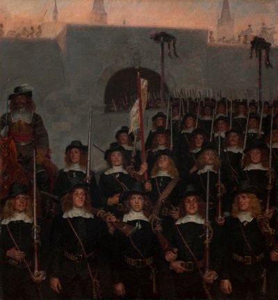 Gli studenti partono per difendere Copenaghen nel 1658 da Kristian Zahrtmann